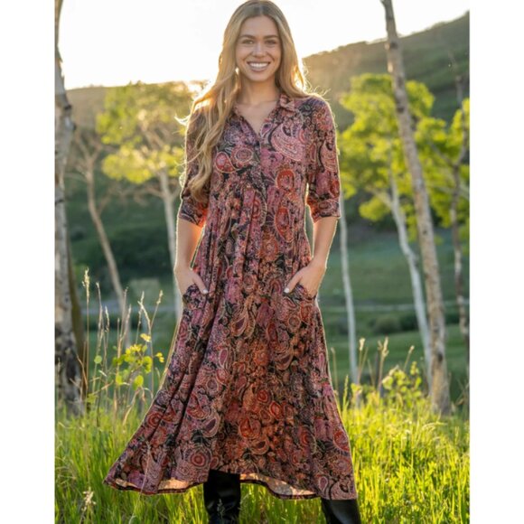 NATURAL LIFE Dresses & Skirts - Natural Life Rebecca ButterSoft Midi Dress Boho Cottagecore POCKETS Size L